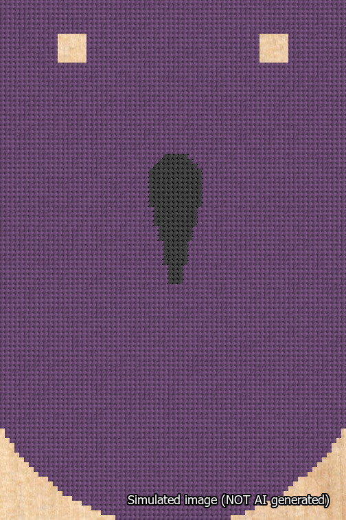 A simulated image of the stitched needlepoint design: Banner 18m Curved Apostrophe Black on Purple. Not A.I. generated.