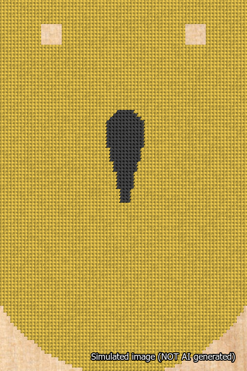 A simulated image of the stitched needlepoint design: Banner 18m Curved Apostrophe Black on Yellow. Not A.I. generated.