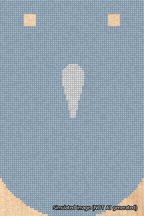 A simulated image of the stitched needlepoint design: Banner 18m Curved Apostrophe White on Light Blue. Not A.I. generated.