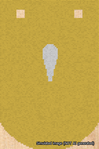 A simulated image of the stitched needlepoint design: Banner 18m Curved Apostrophe White on Yellow. Not A.I. generated.