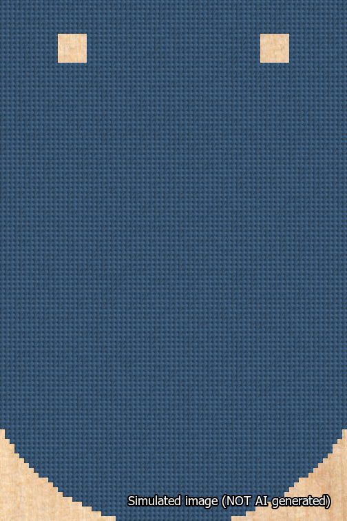A simulated image of the stitched needlepoint design: Banner 18m Curved Blank Blue. Not A.I. generated.