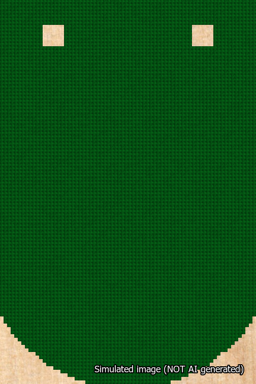 A simulated image of the stitched needlepoint design: Banner 18m Curved Blank Green. Not A.I. generated.