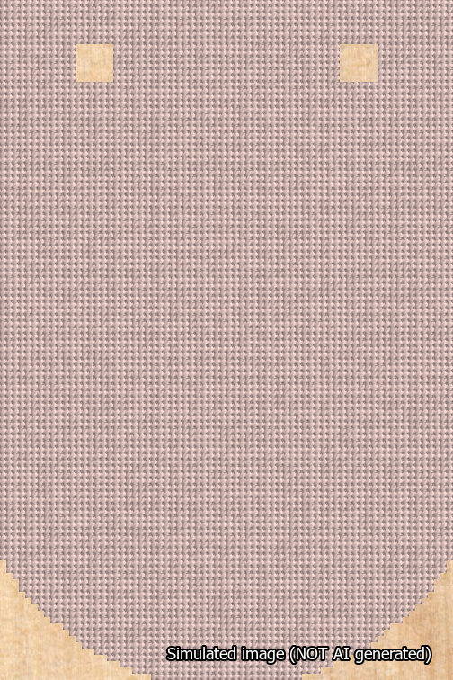 A simulated image of the stitched needlepoint design: Banner 18m Curved Blank Pink. Not A.I. generated.