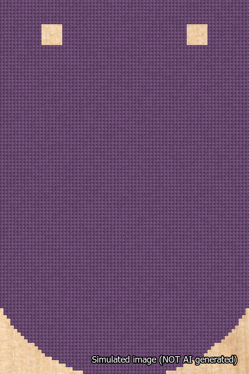 A simulated image of the stitched needlepoint design: Banner 18m Curved Blank Purple. Not A.I. generated.