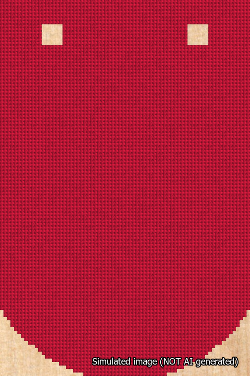 A simulated image of the stitched needlepoint design: Banner 18m Curved Blank Red. Not A.I. generated.