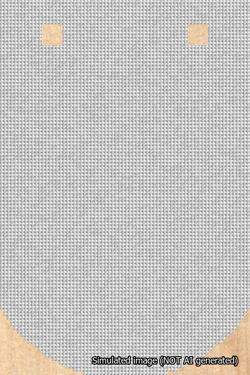 A simulated image of the stitched needlepoint design: Banner 18m Curved Blank White. Not A.I. generated.