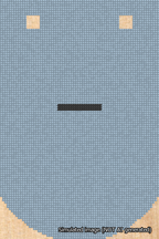 A simulated image of the stitched needlepoint design: Banner 18m Curved Dash Black on Light Blue. Not A.I. generated.