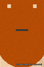 A simulated image of the stitched needlepoint design: Banner 18m Curved Dash Black on Orange. Not A.I. generated.