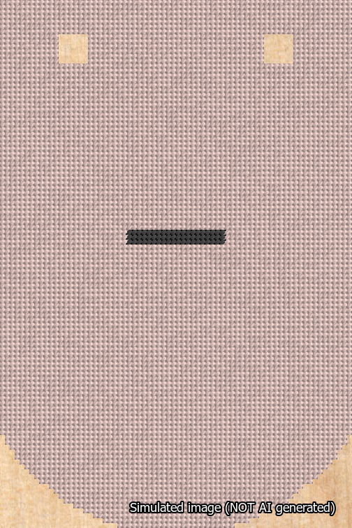 A simulated image of the stitched needlepoint design: Banner 18m Curved Dash Black on Pink. Not A.I. generated.