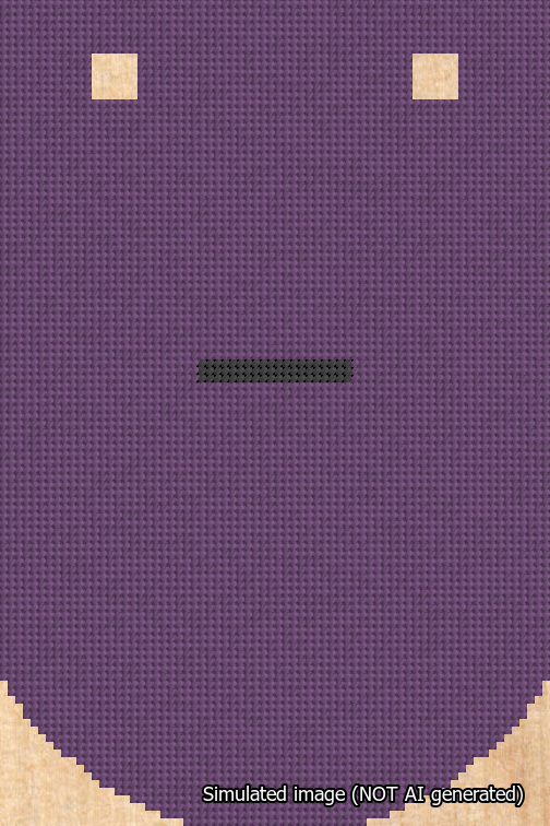 A simulated image of the stitched needlepoint design: Banner 18m Curved Dash Black on Purple. Not A.I. generated.