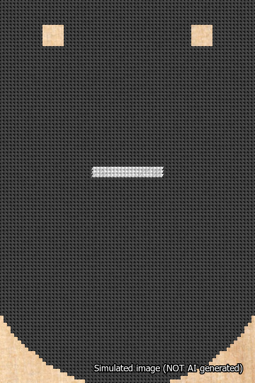 A simulated image of the stitched needlepoint design: Banner 18m Curved Dash White on Black. Not A.I. generated.