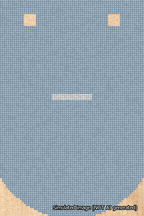 A simulated image of the stitched needlepoint design: Banner 18m Curved Dash White on Light Blue. Not A.I. generated.