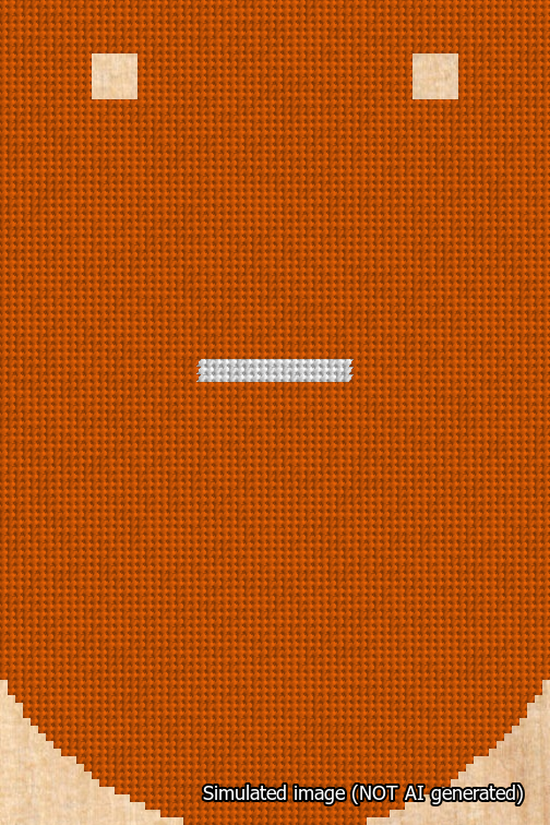 A simulated image of the stitched needlepoint design: Banner 18m Curved Dash White on Orange. Not A.I. generated.