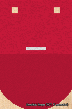 A simulated image of the stitched needlepoint design: Banner 18m Curved Dash White on Red. Not A.I. generated.