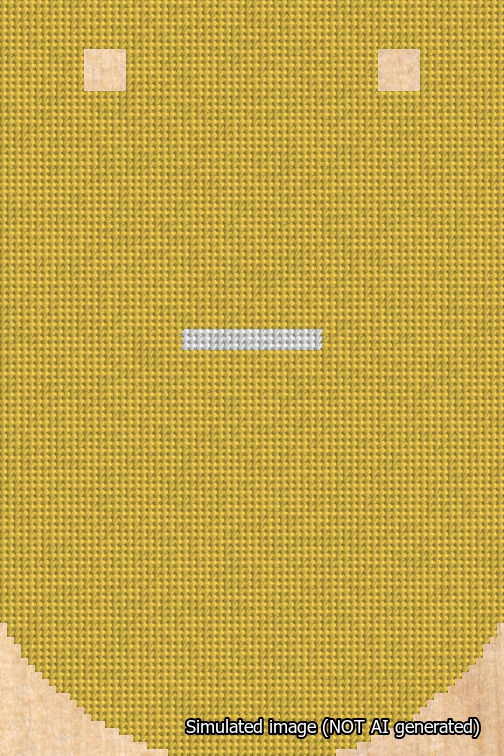 A simulated image of the stitched needlepoint design: Banner 18m Curved Dash White on Yellow. Not A.I. generated.