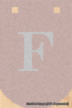 A simulated image of the stitched needlepoint design: Banner 18m Curved F White on Pink. Not A.I. generated.