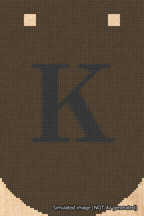 A simulated image of the stitched needlepoint design: Banner 18m Curved K Black on Brown. Not A.I. generated.