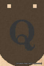 A simulated image of the stitched needlepoint design: Banner 18m Curved Q Black on Brown. Not A.I. generated.