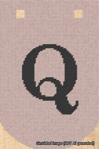A simulated image of the stitched needlepoint design: Banner 18m Curved Q Black on Pink. Not A.I. generated.
