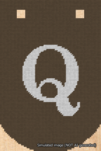 A simulated image of the stitched needlepoint design: Banner 18m Curved Q White on Brown. Not A.I. generated.