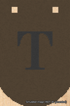 A simulated image of the stitched needlepoint design: Banner 18m Curved T Black on Brown. Not A.I. generated.