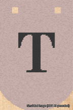A simulated image of the stitched needlepoint design: Banner 18m Curved T Black on Pink. Not A.I. generated.