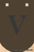 A simulated image of the stitched needlepoint design: Banner 18m Curved V Black on Brown. Not A.I. generated.