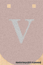 A simulated image of the stitched needlepoint design: Banner 18m Curved V White on Pink. Not A.I. generated.