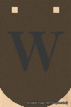 A simulated image of the stitched needlepoint design: Banner 18m Curved W Black on Brown. Not A.I. generated.