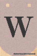 A simulated image of the stitched needlepoint design: Banner 18m Curved W Black on Pink. Not A.I. generated.