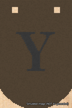 A simulated image of the stitched needlepoint design: Banner 18m Curved Y Black on Brown. Not A.I. generated.