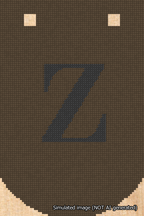 A simulated image of the stitched needlepoint design: Banner 18m Curved Z Black on Brown. Not A.I. generated.