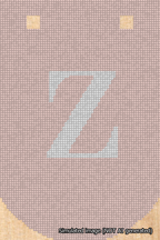A simulated image of the stitched needlepoint design: Banner 18m Curved Z White on Pink. Not A.I. generated.