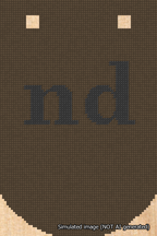 A simulated image of the stitched needlepoint design: Banner 18m Curved nd Black on Brown. Not A.I. generated.