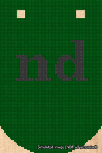 A simulated image of the stitched needlepoint design: Banner 18m Curved nd Black on Green. Not A.I. generated.