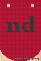 A simulated image of the stitched needlepoint design: Banner 18m Curved nd Black on Red. Not A.I. generated.