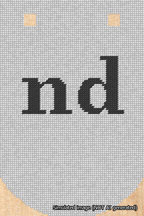A simulated image of the stitched needlepoint design: Banner 18m Curved nd Black on White. Not A.I. generated.
