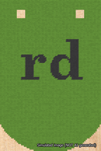 A simulated image of the stitched needlepoint design: Banner 18m Curved rd Black on Light Green. Not A.I. generated.