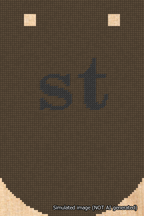 A simulated image of the stitched needlepoint design: Banner 18m Curved st Black on Brown. Not A.I. generated.