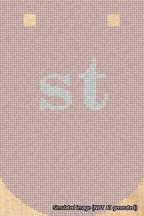 A simulated image of the stitched needlepoint design: Banner 18m Curved st White on Pink. Not A.I. generated.