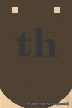 A simulated image of the stitched needlepoint design: Banner 18m Curved th Black on Brown. Not A.I. generated.
