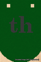 A simulated image of the stitched needlepoint design: Banner 18m Curved th Black on Green. Not A.I. generated.