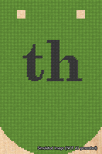 A simulated image of the stitched needlepoint design: Banner 18m Curved th Black on Light Green. Not A.I. generated.