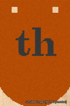 A simulated image of the stitched needlepoint design: Banner 18m Curved th Black on Orange. Not A.I. generated.