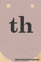 A simulated image of the stitched needlepoint design: Banner 18m Curved th Black on Pink. Not A.I. generated.