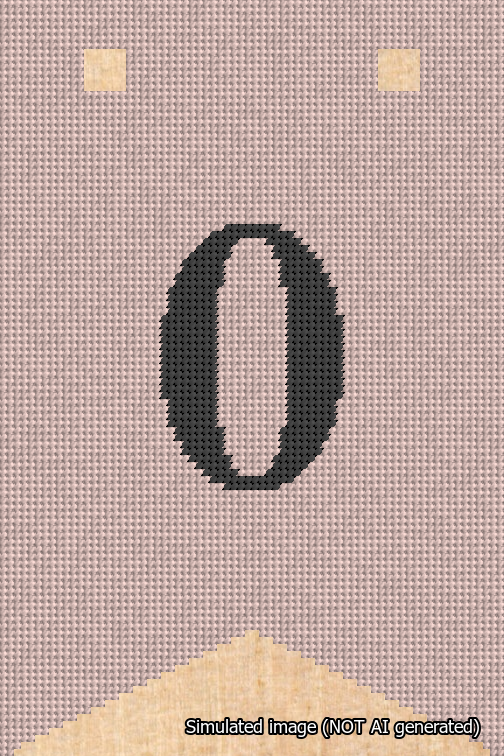 A simulated image of the stitched needlepoint design: Banner 18m Forked 0 Black on Pink. Not A.I. generated.