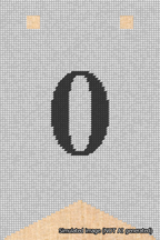 A simulated image of the stitched needlepoint design: Banner 18m Forked 0 Black on White. Not A.I. generated.