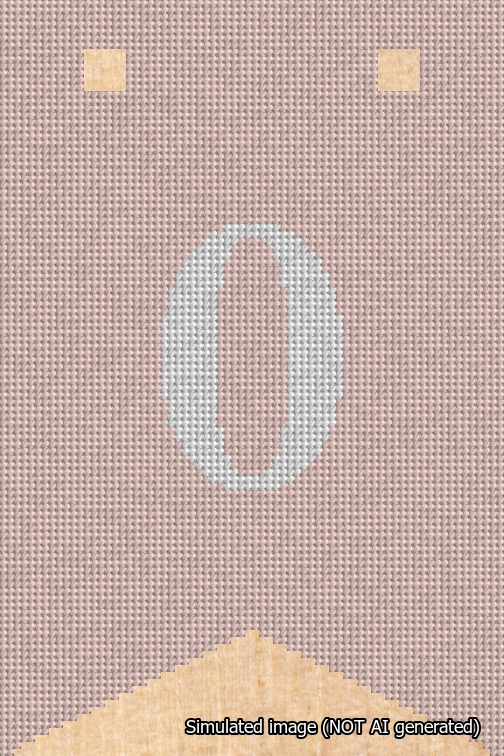 A simulated image of the stitched needlepoint design: Banner 18m Forked 0 White on Pink. Not A.I. generated.