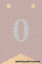 A simulated image of the stitched needlepoint design: Banner 18m Forked 0 White on Pink. Not A.I. generated.