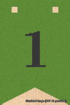 A simulated image of the stitched needlepoint design: Banner 18m Forked 1 Black on Light Green. Not A.I. generated.